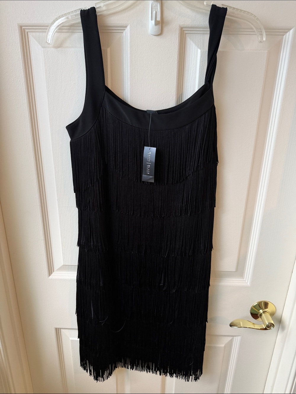 Fringe Tank Mini Dress in Black medium nwt